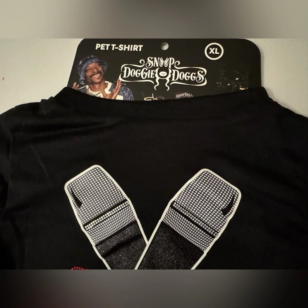 New Snoop Dogg Blink Glitter Mic Microphone black Dog shirt Extra Large XL